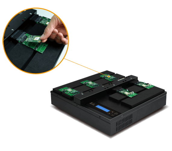 duplicator loaded with 2.5 and 3.5 HDD